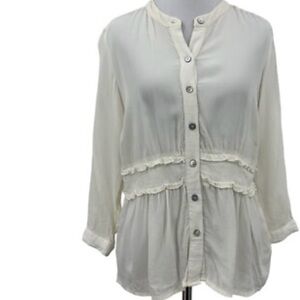 Soft Surroundings Cream Button-Up Blouse